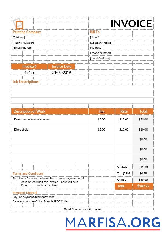 Downloadable Painting Services Invoice Template